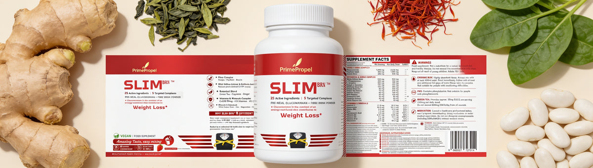 SLIM-BRN — Pre-Meal Weight Management Drink Powder | 25 Active Ingredients | 90 Servings | 30-Day Supply
