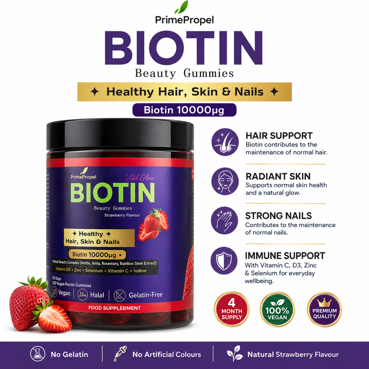 Beauty Gummies — Hair, Skin & Nails (Biotin 10,000µg)