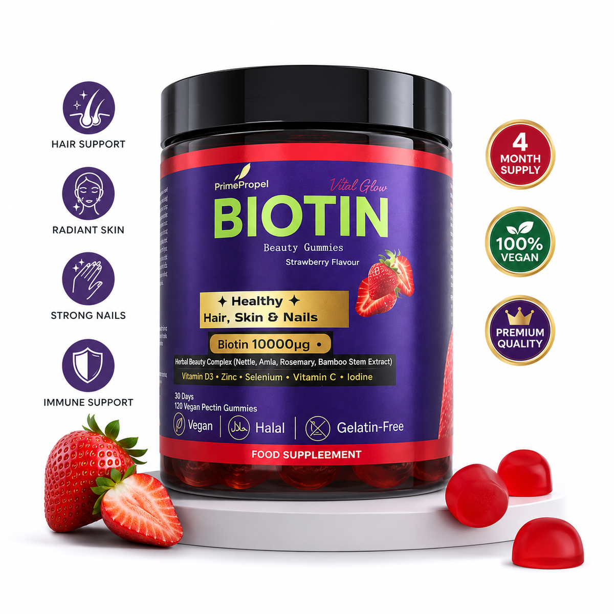 Beauty Gummies — Hair, Skin & Nails (Biotin 10,000µg)