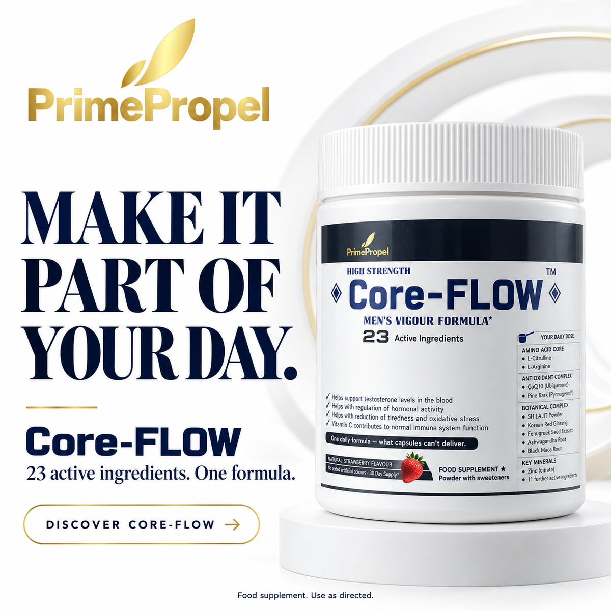 Core-FLOW — High-Strength Men’s Vigour Formula | 23 Active Ingredients | 10,000mg Daily Powder