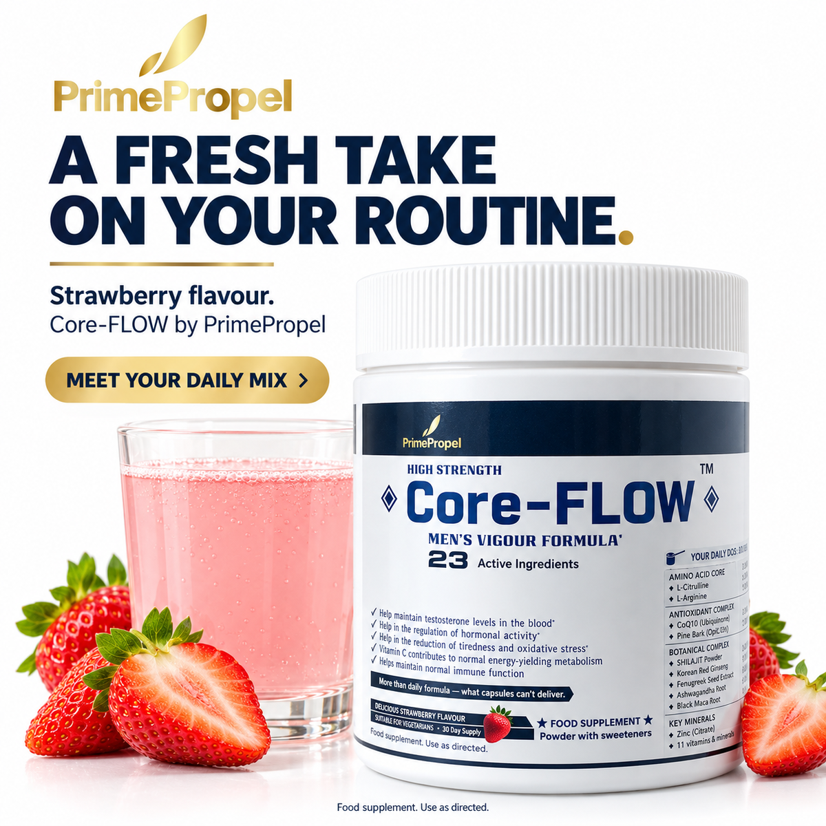Core-FLOW — High-Strength Men’s Vigour Formula | 23 Active Ingredients | 10,000mg Daily Powder