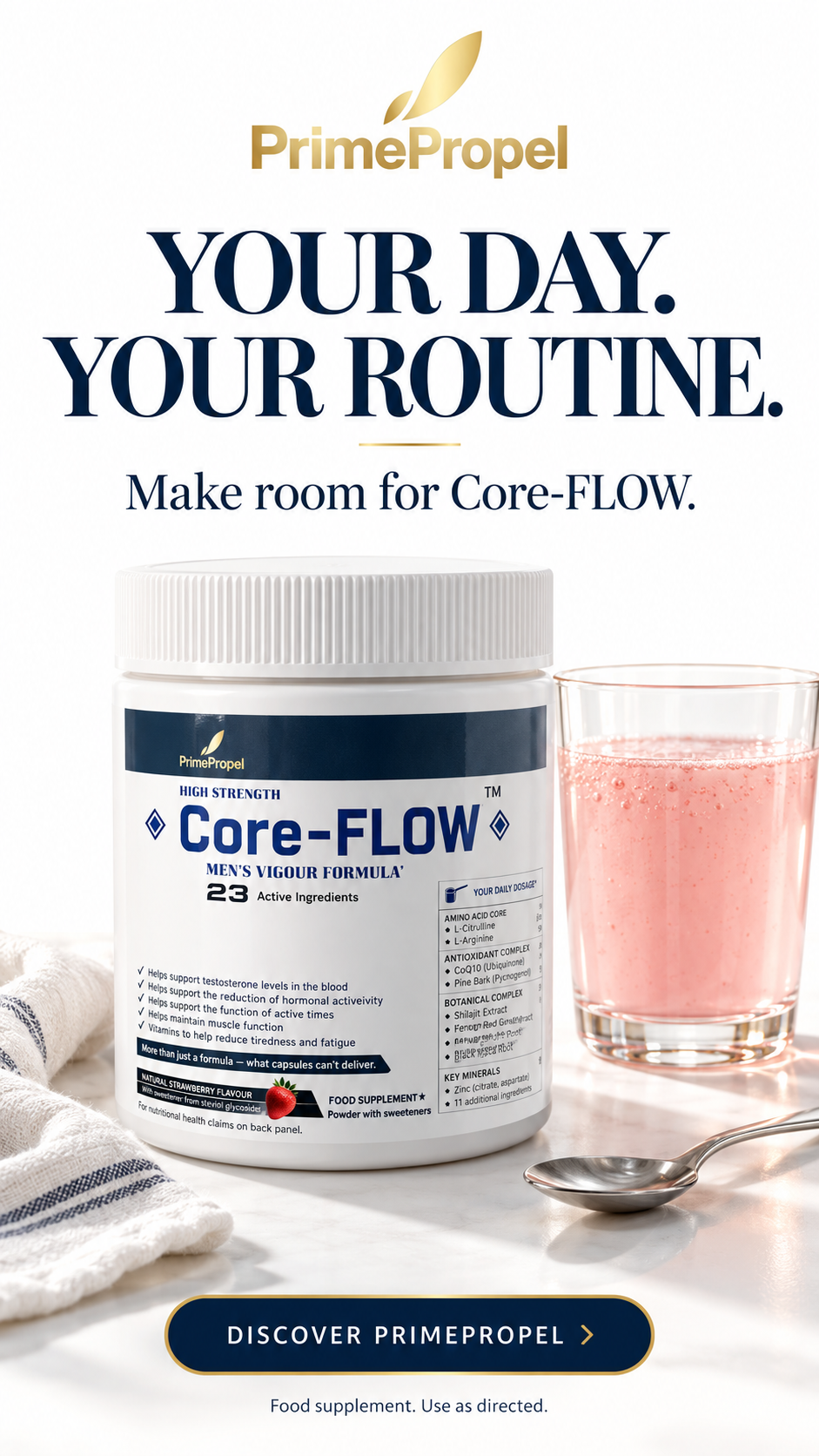 Core-FLOW — High-Strength Men’s Vigour Formula | 23 Active Ingredients | 10,000mg Daily Powder