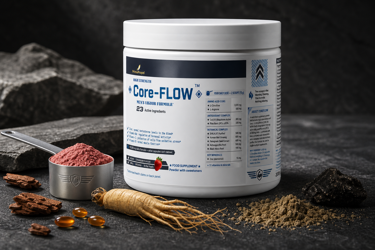 Core-FLOW — High-Strength Men’s Vigour Formula | 23 Active Ingredients | 10,000mg Daily Powder