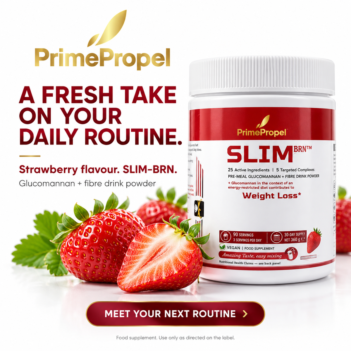 SLIM-BRN — Pre-Meal Weight Management Drink Powder | 25 Active Ingredients | 45 Servings | 15-Day Supply