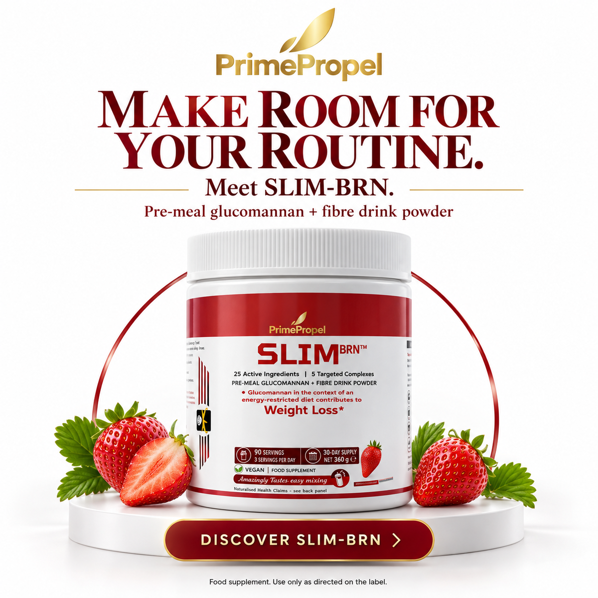 SLIM-BRN — Pre-Meal Weight Management Drink Powder | 25 Active Ingredients | 90 Servings | 30-Day Supply