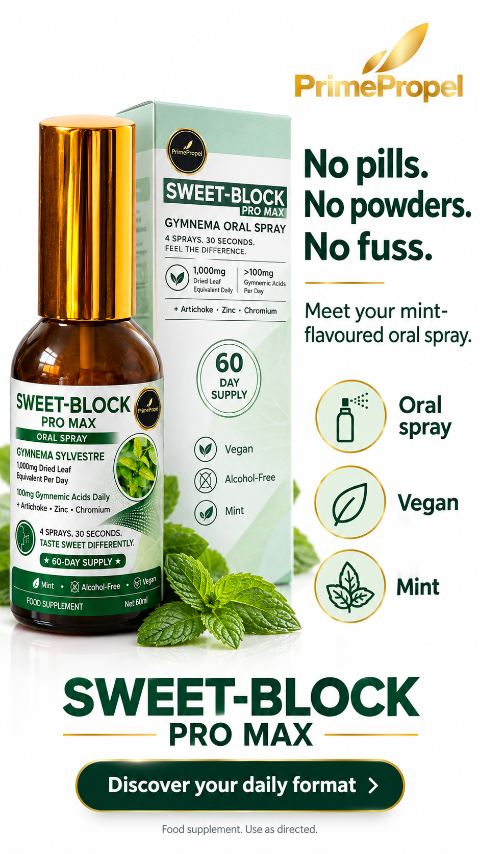 SWEET-BLOCK™ PRO MAX — Gymnema Oral Spray (60 Days)