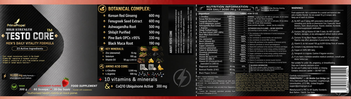 TESTO CORE — Men’s Daily Vitality Formula | 23 Active Ingredients | 10,000mg Daily Powder