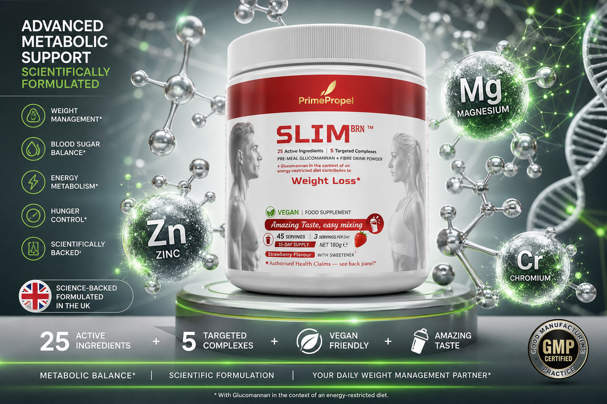 SLIM-BRN — Pre-Meal Weight Management Drink Powder | 25 Active Ingredients | 45 Servings | 15-Day Supply